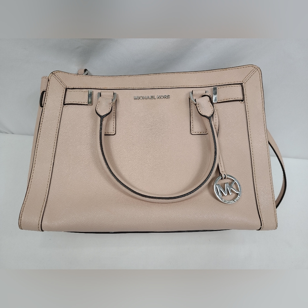 MICHAEL KORS MK DILLON  LEATHER LARGE SATCHEL BAG - Blush Used Nice
